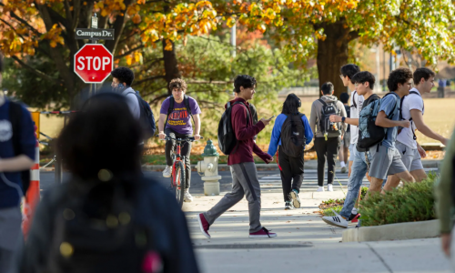 Students walking on campus